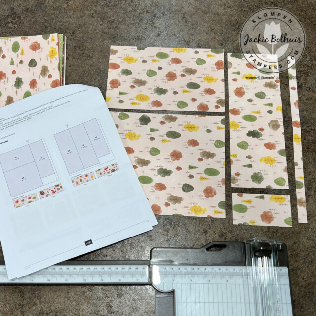 A piece of Designer Series Paper from the Stampin' Up! Autumn to Remember scrapbooking kit cut toe the measurements of the insturctions.