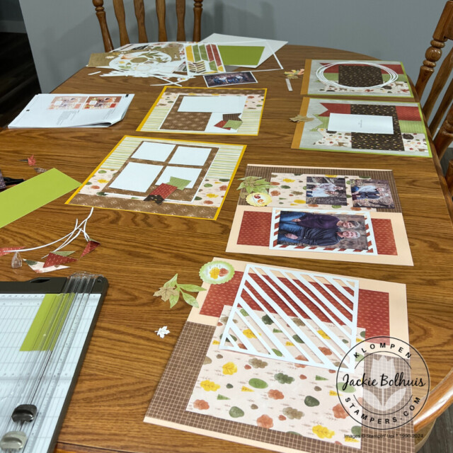 The process of putting together the Stampin' Up! Autumn to Remember scrapbooking kit. 