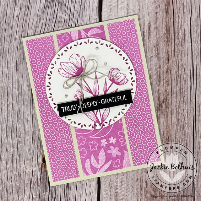 Card idea #1 designed with the Stampin' Up! Spotlight on Nature Bundle and the color Petunia Pop.