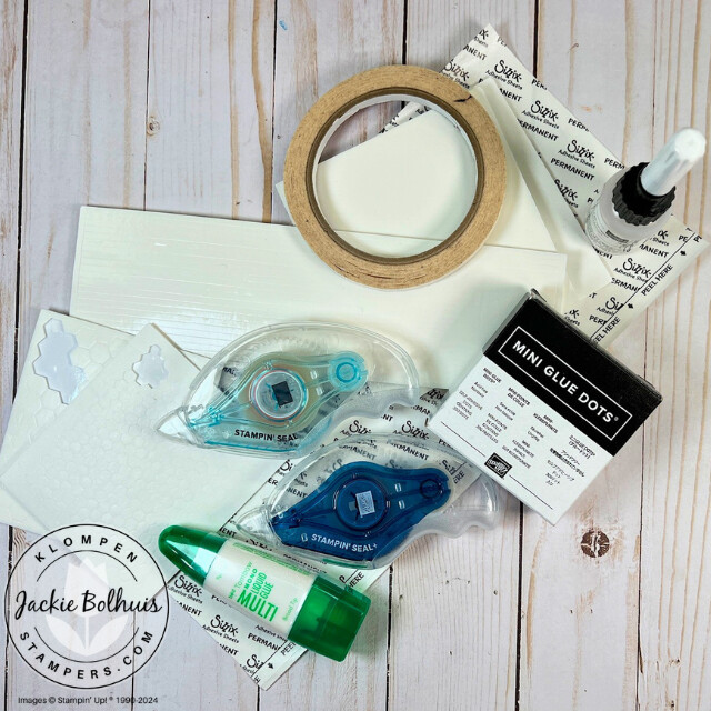 The 10 adhesives for card making discussed in class 4 of the card making 101 series.