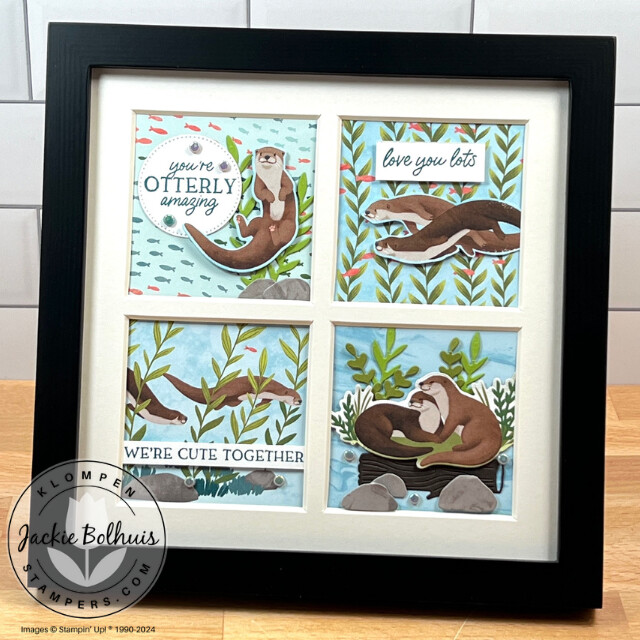 A picture frame collage that is designed with images from the Stampin' Up! online exclusive products Otterly Adorable Suite Collection.