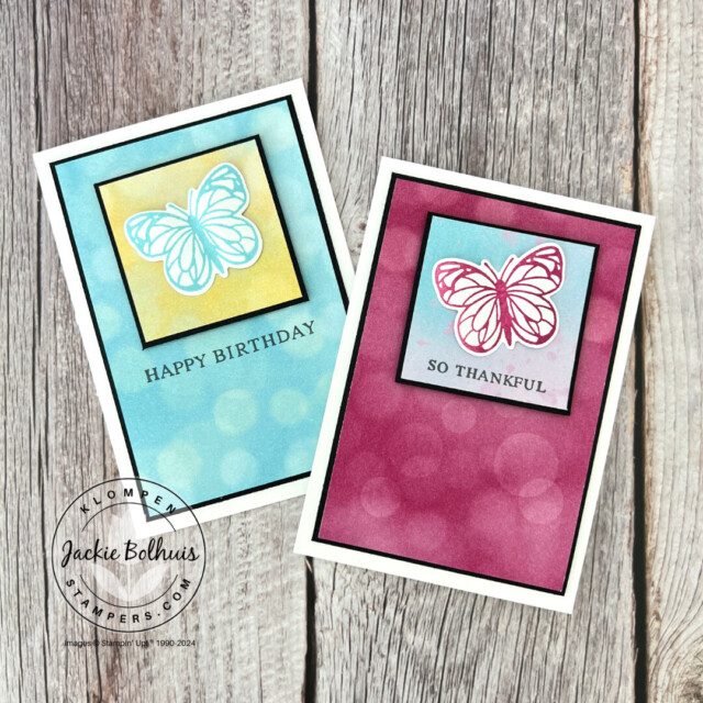Two handmade card ideas designed with the Beautiful Butterflies Suite.
