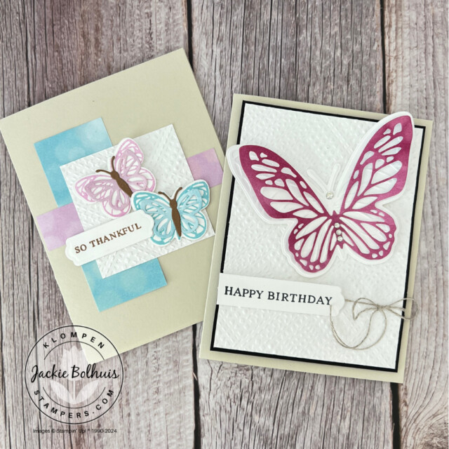 Two handmade card ideas designed with the Beautiful Butterflies Suite.