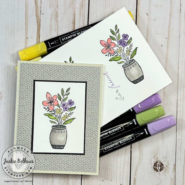 Handmade card designed with the Stampin' Up! stamp set Everyday Details colored with Stampin' Blends. A project designed to teach coloring basics for card making.