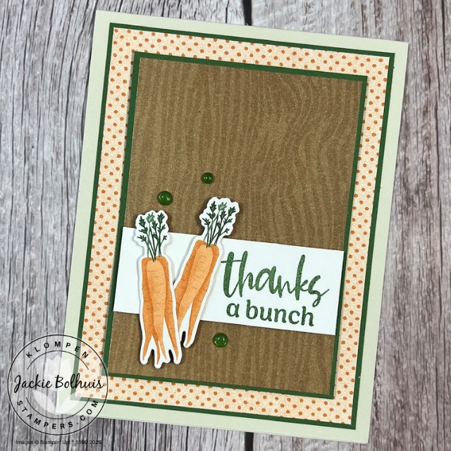 Handmade thank you card with two bunches of carrots for a focal image.