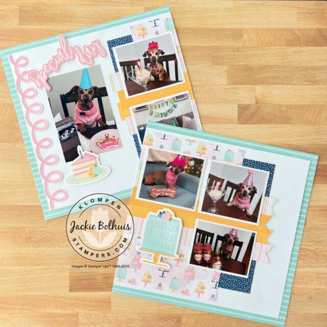 Two page spread from the Stampin' Up! Wildflower Celebrations scrapbooking kit.