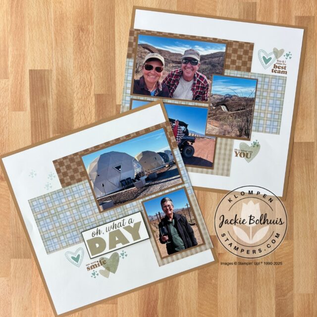 A scrapbook layout designed by following scrapbooking sketches. This layout is designed with neutral desert tones.