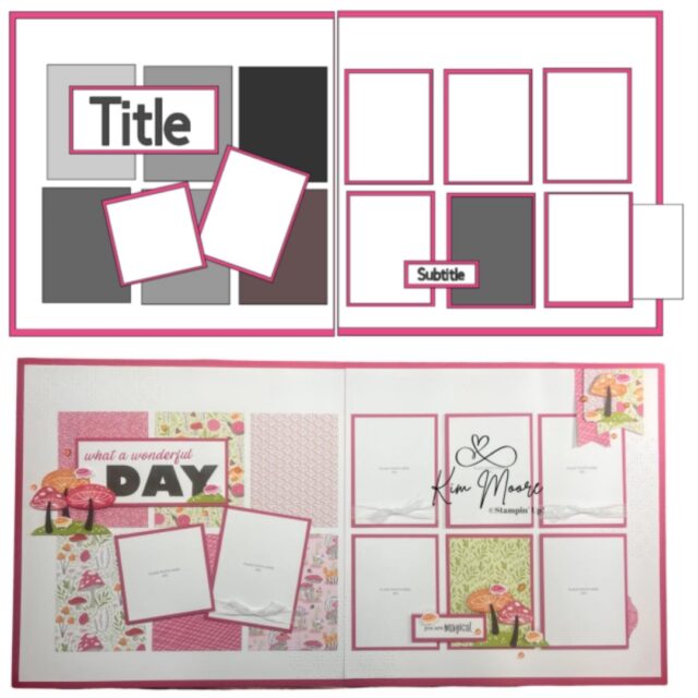A scrapbooking sketch for designing a two page scrapbook layout.