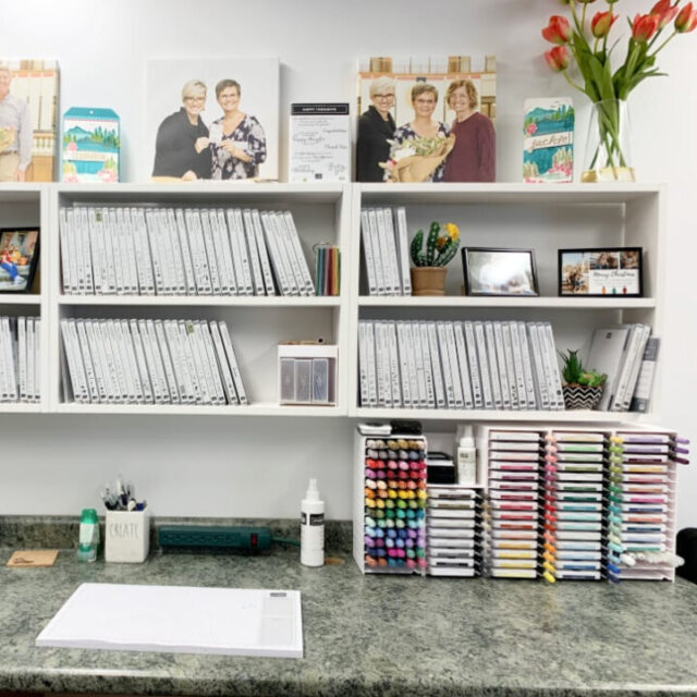 Snapshot of Jackie's stamping space in her craft room.