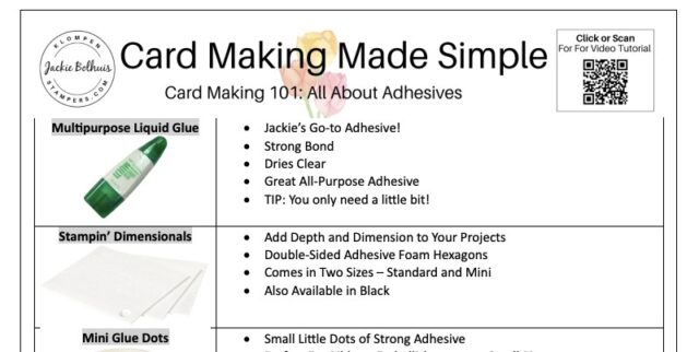 A snapshot of a card making resources guide for adhesives.