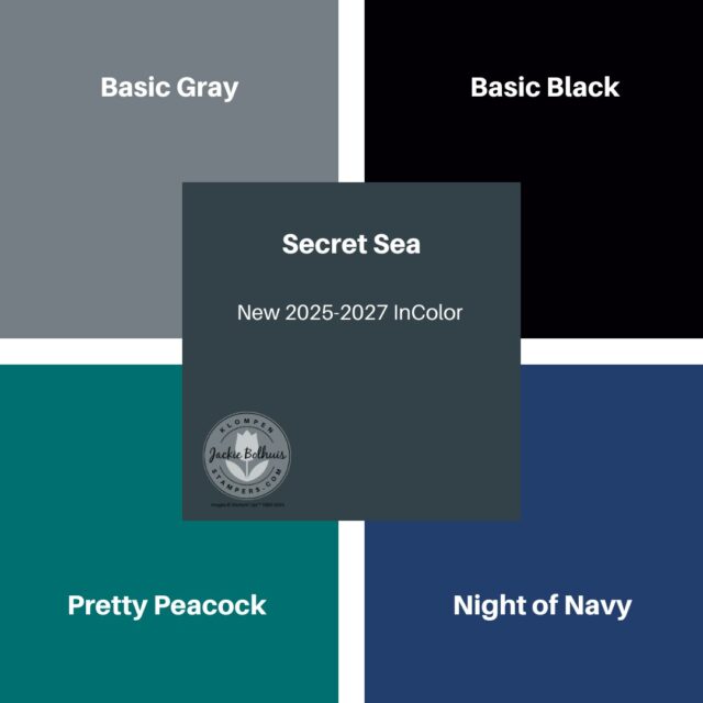 A color comparison for the new 2025 - 2027 In Color Secret Sea.