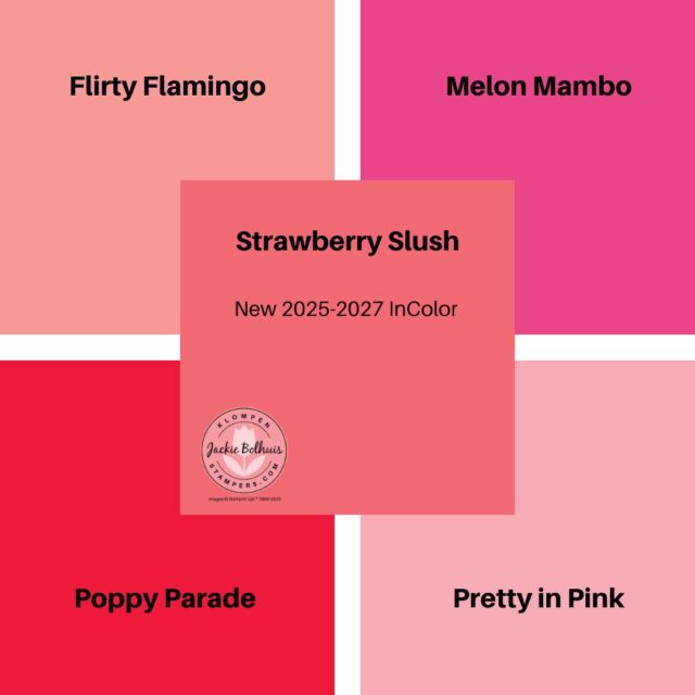 A color comparison for the new 2025 - 2027 In Color Strawberry Slush.