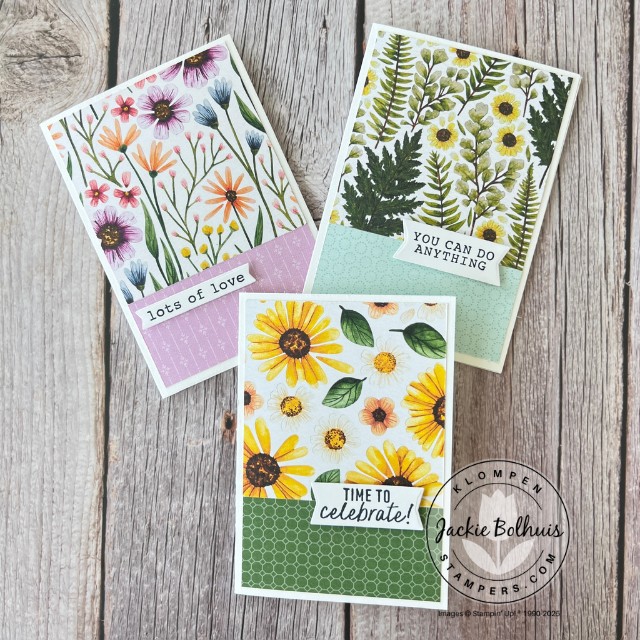 3 simple card ideas using the Stampin' Up! Floral Impressions Designer Series Paper.