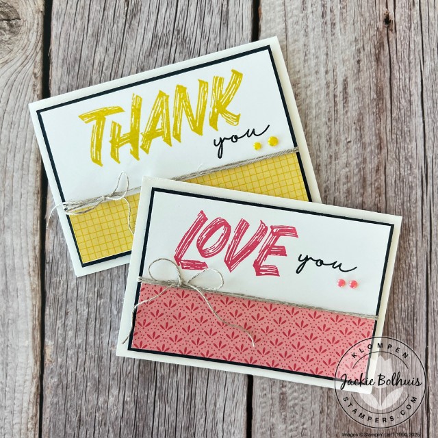 Two easy card ideas using the Stampin' Up! Layered Thoughts stamp set.