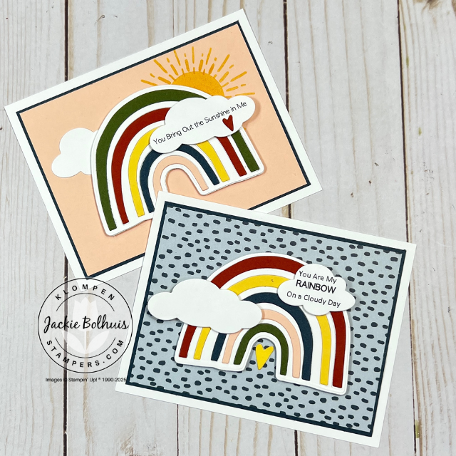 Uplifting handmade card showcasing a modern boho rainbow and personalized sentiment, perfect for sending positivity and handmade cheer.