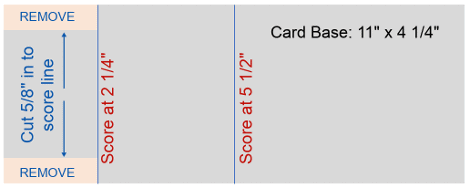 Flip Flap fun fold card cutting diagram including the size with scoring and cutting detials.