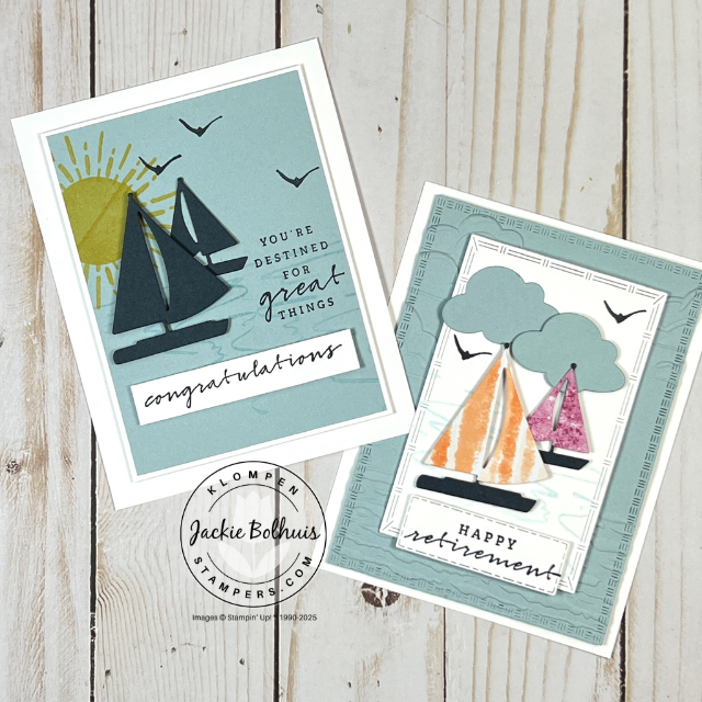 Handmade fun fold card featuring Stampin’ Up! Sunrise Sailing bundle, with layered panels and ocean-inspired elements for a bold and creative card layout.