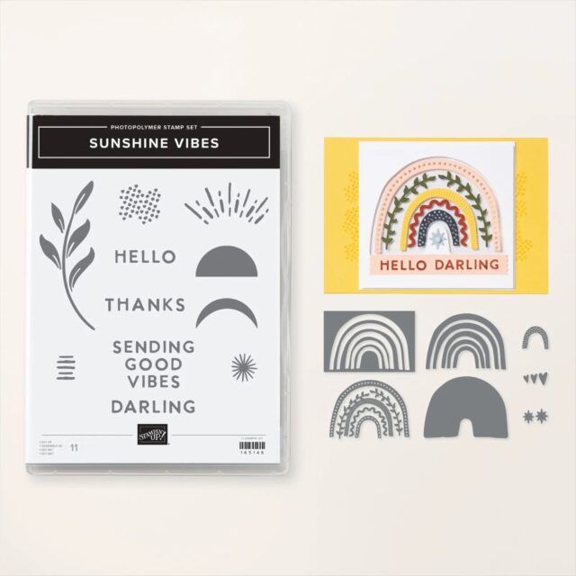 Graphic from Stampin' Up! displaying the Sunshine Vibes bundle stamp set and dies.