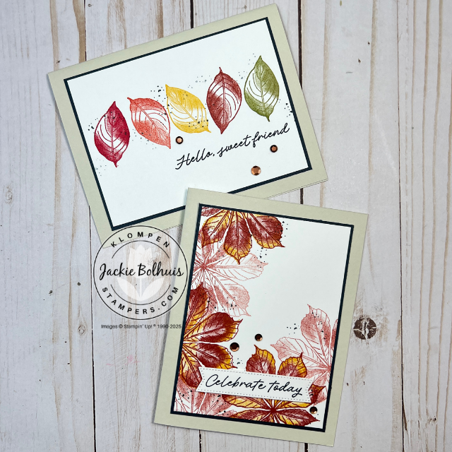 Set of fall-themed cards made with Artistic Leaves stamp set, perfect for quick crafting.