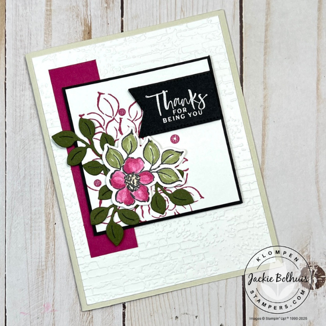 Handmade floral greeting card featuring Stampin’ Up! Charming Day Bundle with layered die cuts and bright colors.