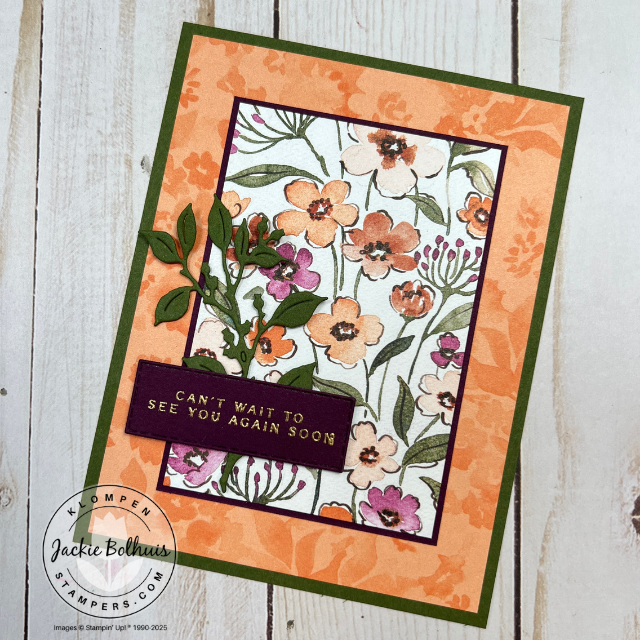 Just-because card crafted with Stampin’ Up! Charming Day Bundle, highlighting a beautiful bouquet design and soft color palette.