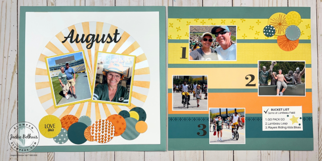 Open scrapbook album showing two completed pages side by side—simple and beautiful design for beginners.