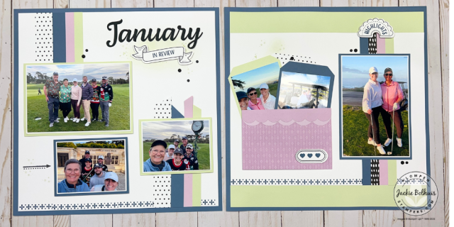 Finished scrapbook layout from the Mom by Month Album Retreat Kit—a simple design perfect for scrapbooking for beginners.