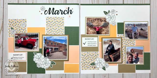 Step-by-step scrapbook page in progress with pre-cut pieces, ideal for new scrapbookers learning the basics.