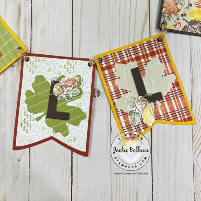 Layered cardstock banner pieces strung together for a creative home display.