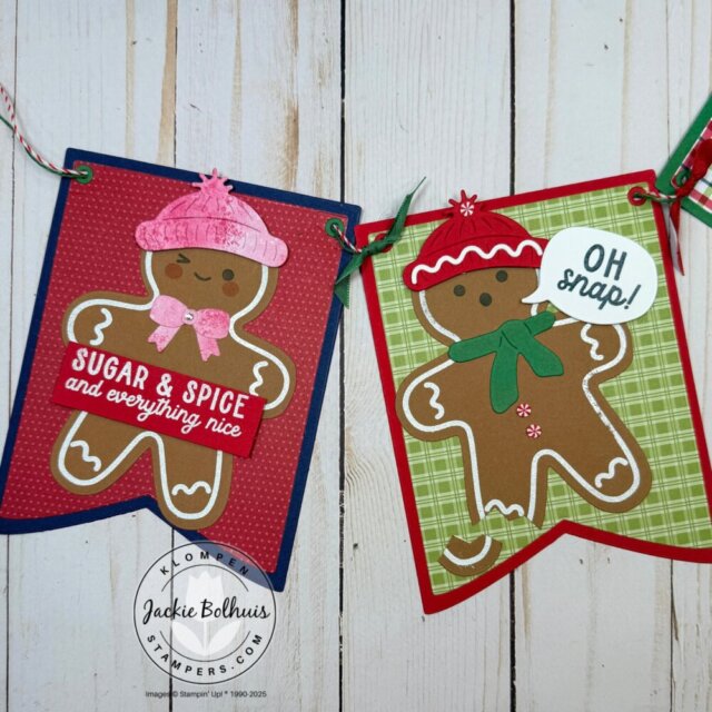Simple paper banner with coordinating cardstock and stamped embellishments.