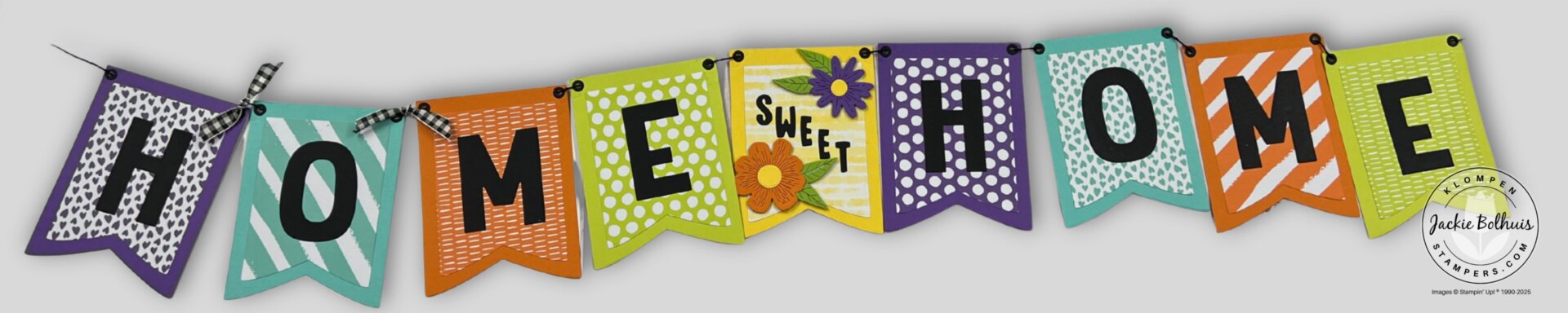 DIY banner idea using layered cardstock and alphabet dies for easy home décor.