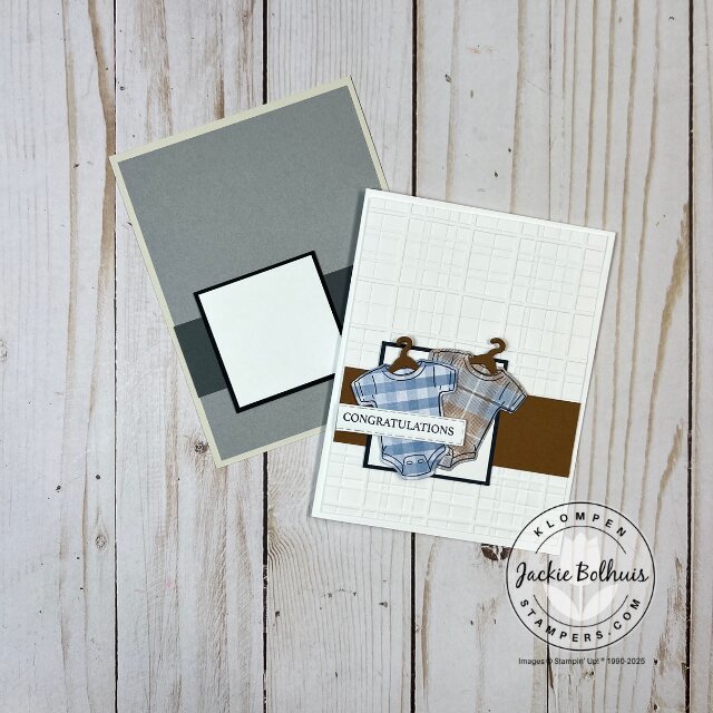 Finished handmade card displayed on top of the card template showing layout alignment and design placement.