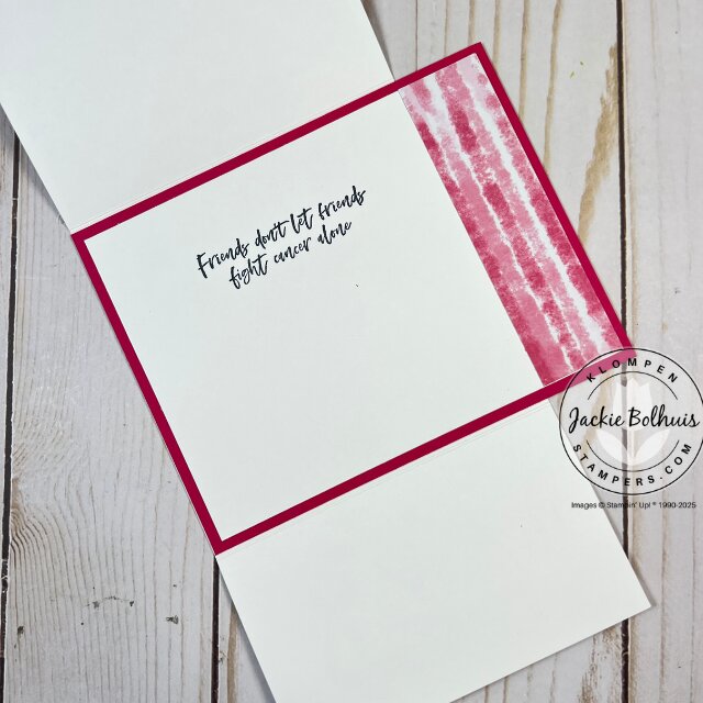 Fully opened Easy Fun Fold Card showing the inside panels decorated with Love & Courage sentiments and soft color palette.