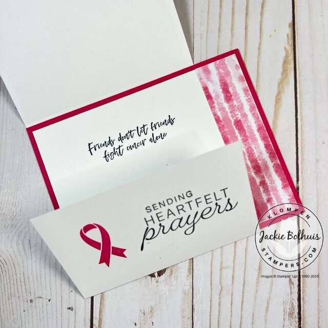 Inside view of the Easy Fun Fold Card partially opened to show the folded layers and coordinating stamped images.