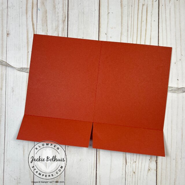 Flat lay of the plain card folio base made from one sheet of Designer Series Paper, showing the folded sections and layout before adding cards or embellishments.
