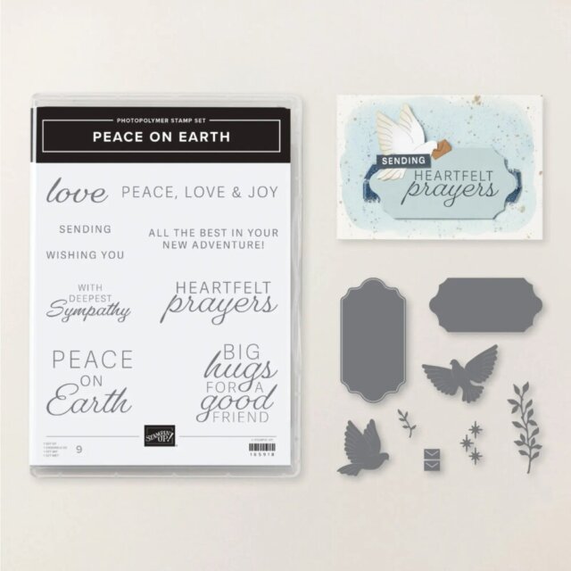Stampin’ Up! promotional image of the Peace On Earth Bundle, featured in November's Bundle of the Month cardmaking class.