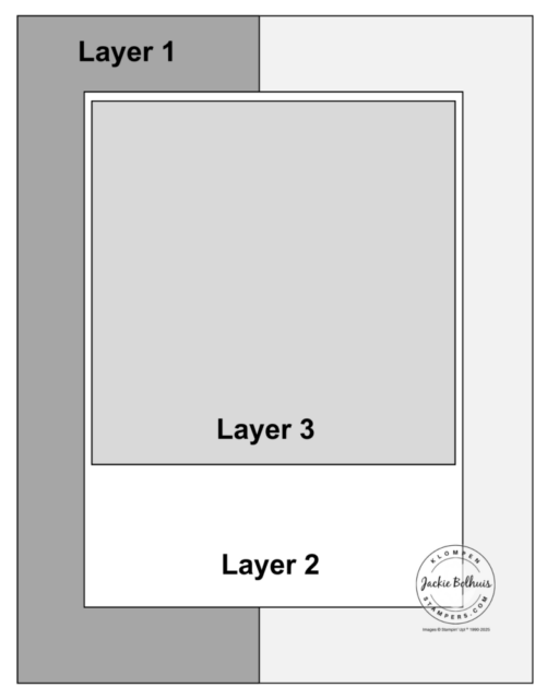 Cardmaking template diagram showing the layout and measurements used in the Peace on Earth handmade card project.