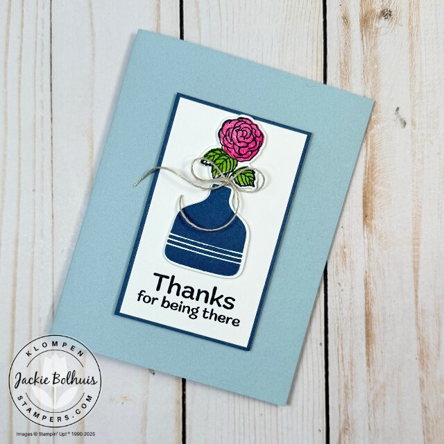Handmade card front featuring layered floral die cuts created with simple card template.