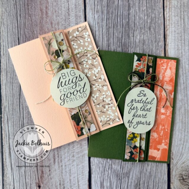 Two finished handmade cards made with quick and easy card making templates for beginners