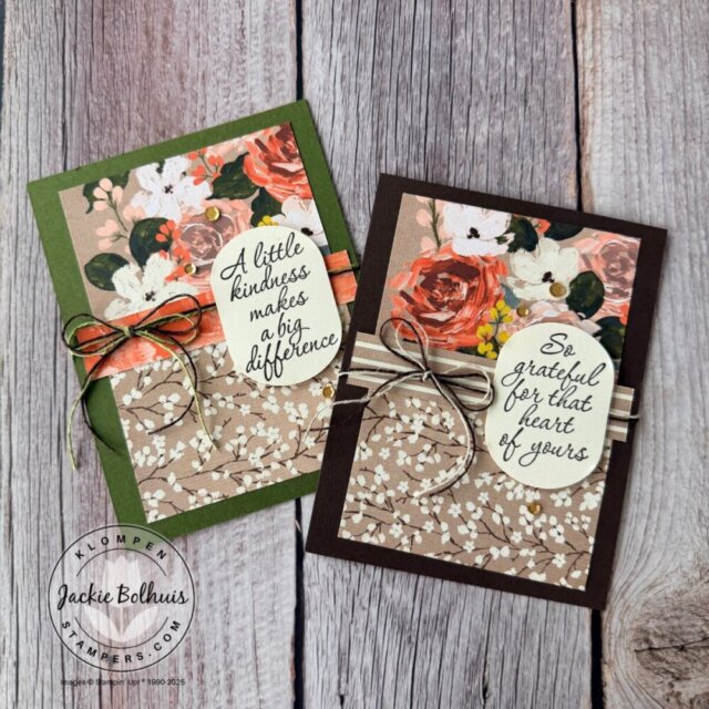 Two finished handmade cards made with a versatile card making template that works for any occasion