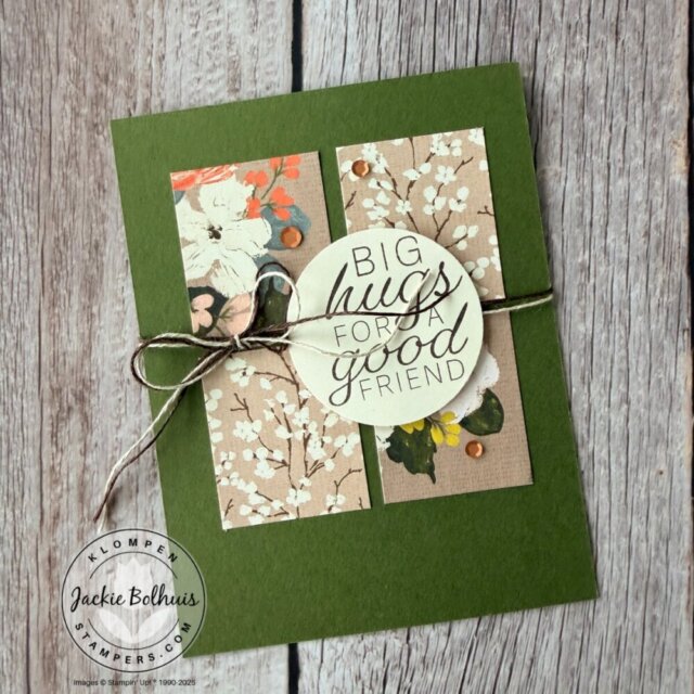 Two finished handmade cards showing clean and simple card making ideas using patterned paper