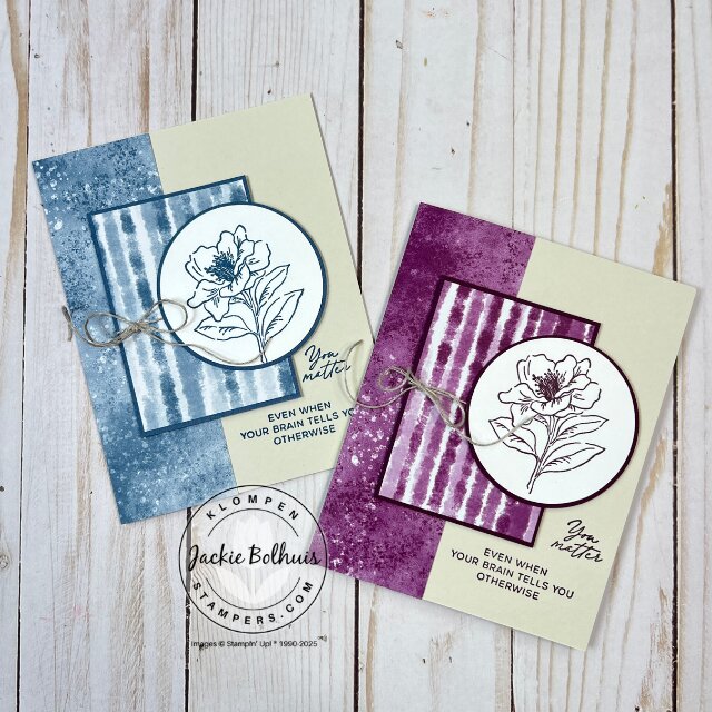 Two finished handmade cards created using simple card making templates and Stamp-Ink-Paper supplies