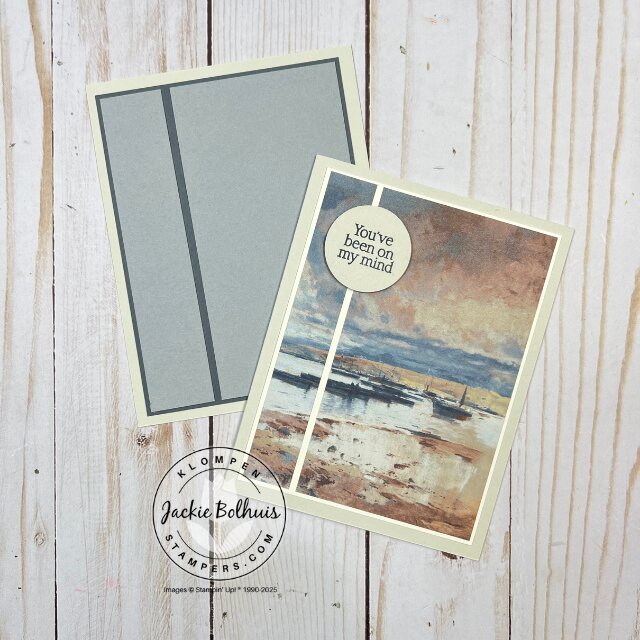 Single handmade card layered over the card template to show how the layout works