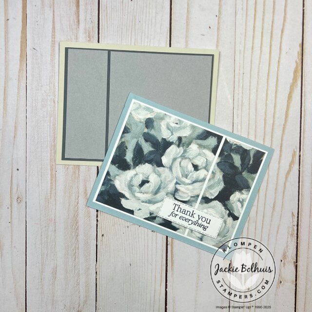 Finished card using the template with Designer Series Paper and simple embellishing