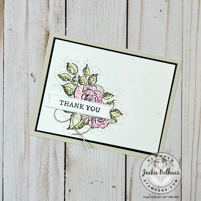 Beautiful finished card sample using easy techniques to create a pointillism-style look