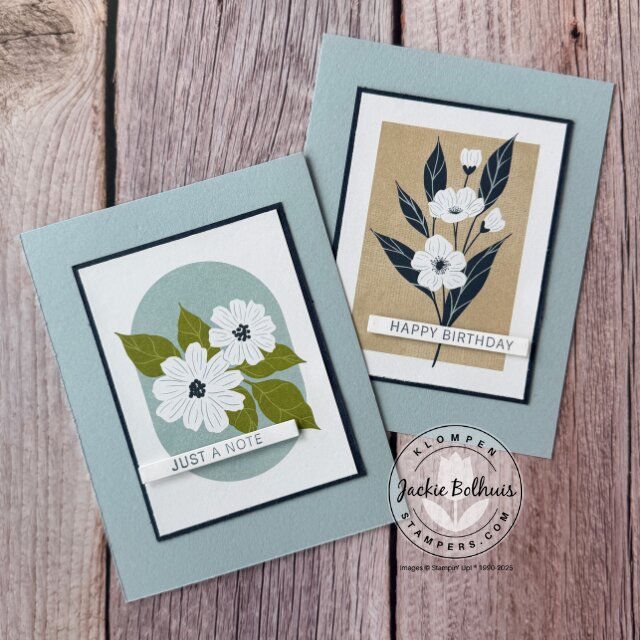 Two completed easy SIP card samples featuring different Designer Series Paper patterns