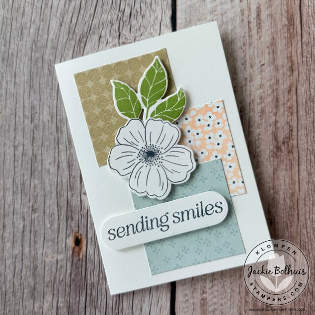 Completed easy SIP card idea using leftover designer paper and simple stamping