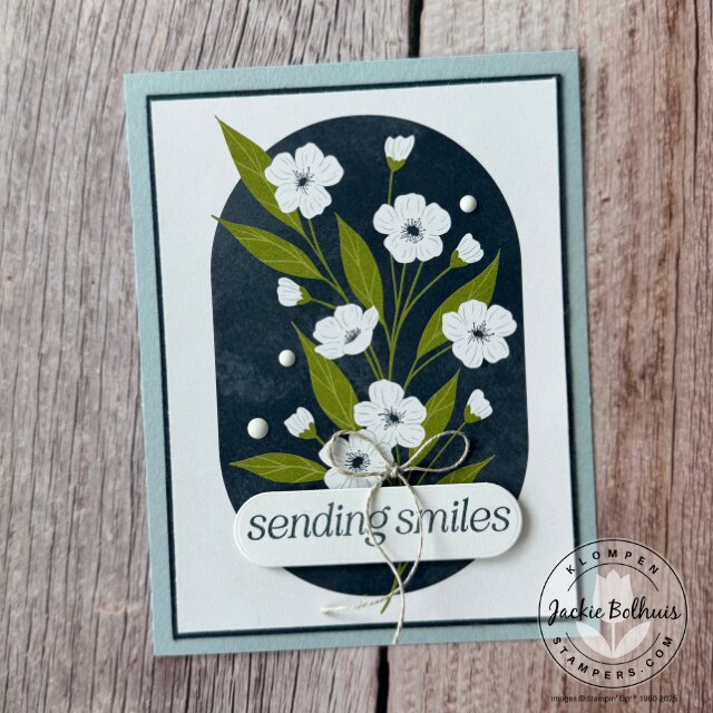 Completed easy SIP card featuring Lovely Arrangements sentiment and scrap DSP pieces