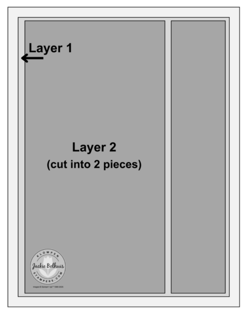 Card template layout sketch showing simple measurements for Designer Series Paper cards