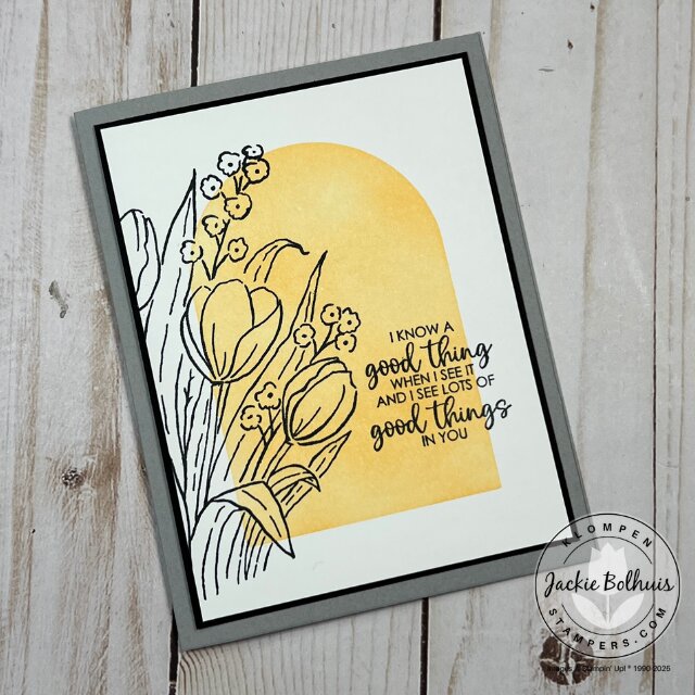 Close-up of ink blending with blending brushes to add soft color to a simple handmade card